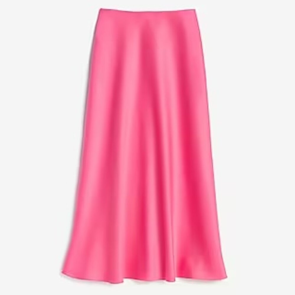 NWT Express x Rocky Barnes Hot Pink Satin Midi Skirt - Size Medium